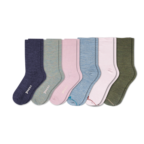 6 Pack - Women's Light-Weight Crew Pacas Socks
