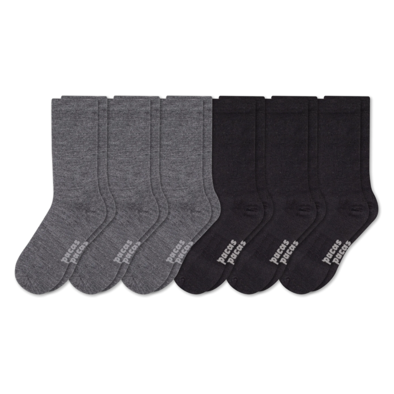 6 Pack - Men's Light-Weight Crew Pacas Socks