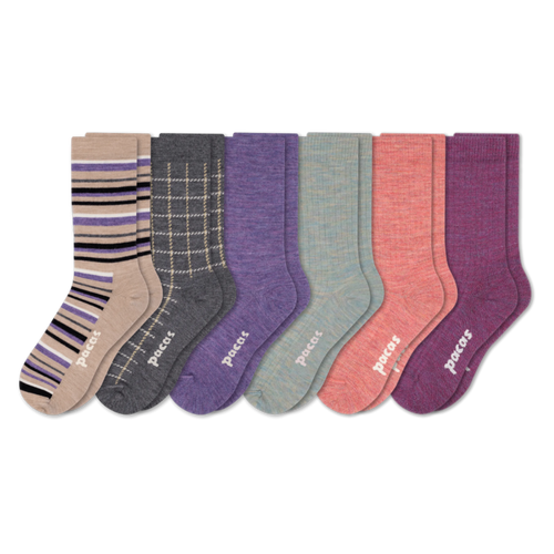 6 Pack - Women's Light-Weight Crew Pacas Socks