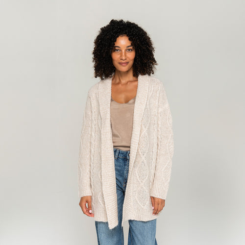 Women's Cable Knit Open Cardigan