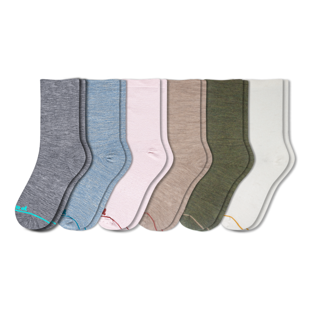 6 Pack - Women's Light-Weight Crew Pacas Socks