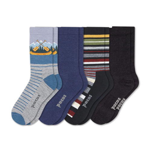 4 Pack - Men's Light-Weight Crew Pacas Socks