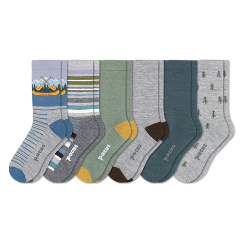 6 Pack - Men's Light-Weight Crew Pacas Socks