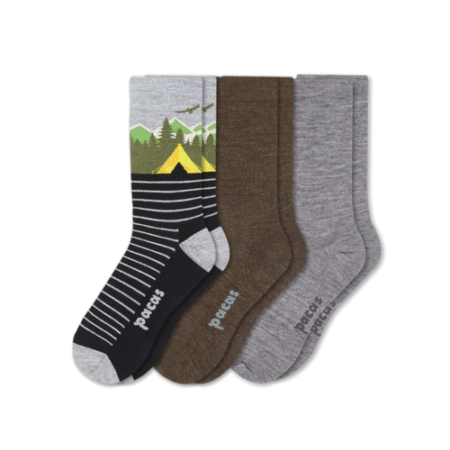 3 Pack - Men's Light-Weight Crew Pacas Socks