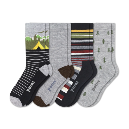 4 Pack - Men's Light-Weight Crew Pacas Socks