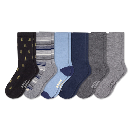 6 Pack - Men's Light-Weight Crew Pacas Socks