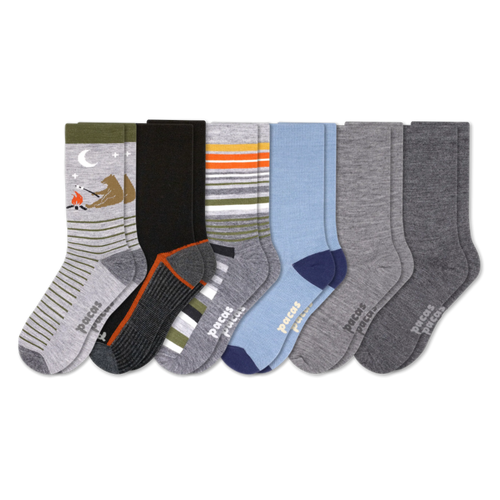 6 Pack - Men's Light-Weight Crew Pacas Socks