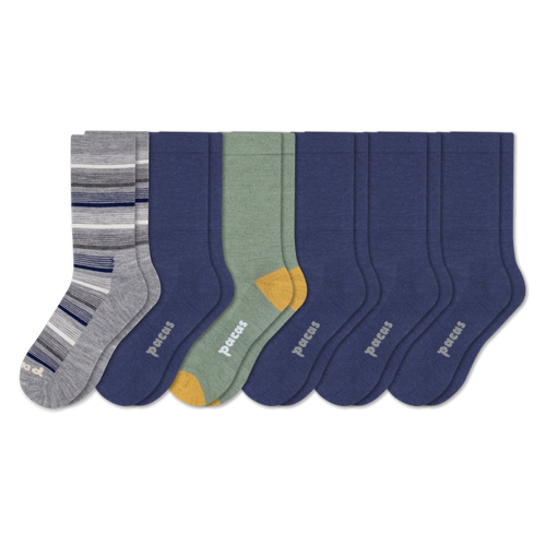 6 Pack - Men's Light-Weight Crew Pacas Socks