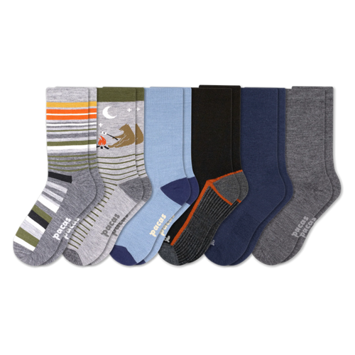 6 Pack - Men's Light-Weight Crew Pacas Socks