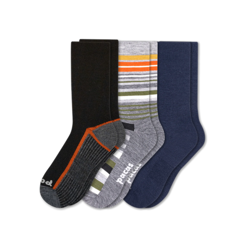 3 Pack - Men's Light-Weight Crew Pacas Socks