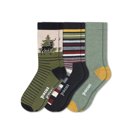 3 Pack - Men's Light-Weight Crew Pacas Socks