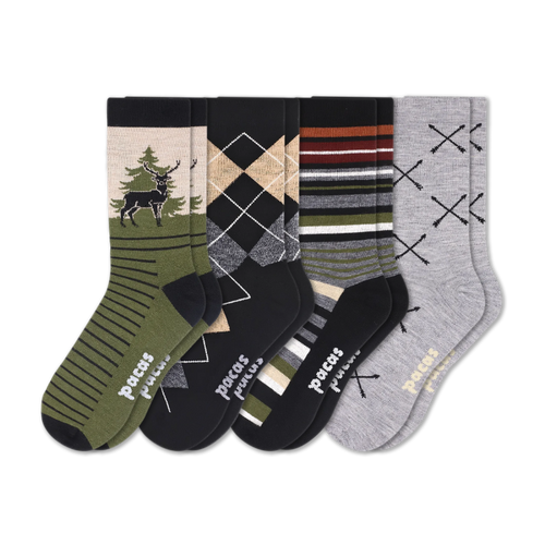 4 Pack - Men's Light-Weight Crew Pacas Socks