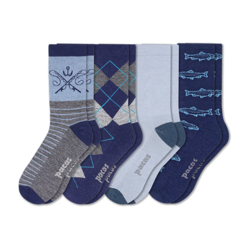 4 Pack - Men's Light-Weight Crew Pacas Socks