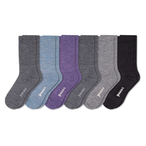 6 Pack - Women's Light-Weight Crew Pacas Socks