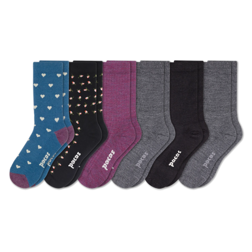 6 Pack - Women's Light-Weight Crew Pacas Socks