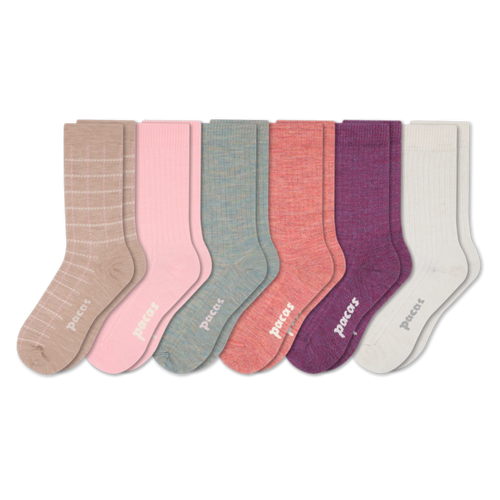 6 Pack - Women's Light-Weight Crew Pacas Socks