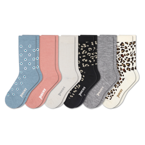 6 Pack - Women's Light-Weight Crew Pacas Socks