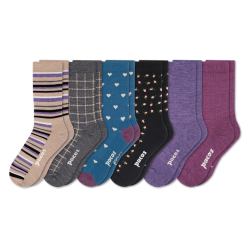 6 Pack - Women's Light-Weight Crew Pacas Socks