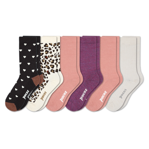 6 Pack - Women's Light-Weight Crew Pacas Socks