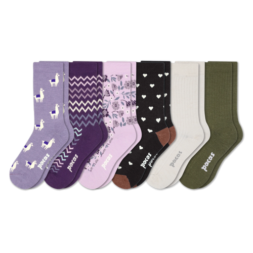 6 Pack - Women's Light-Weight Crew Pacas Socks