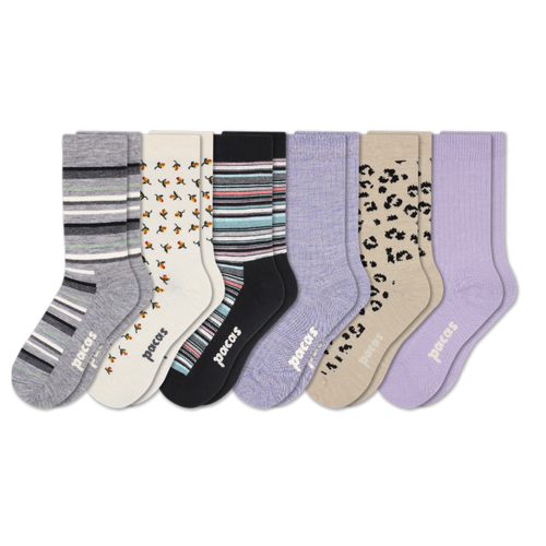 6 Pack - Women's Light-Weight Crew Pacas Socks