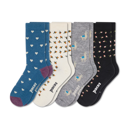 4 Pack - Women's Light-Weight Crew Pacas Socks