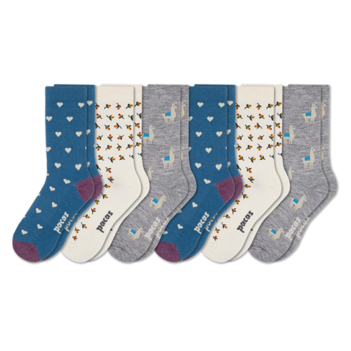 6 Pack - Women's Light-Weight Crew Pacas Socks