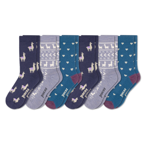 6 Pack - Women's Light-Weight Crew Pacas Socks