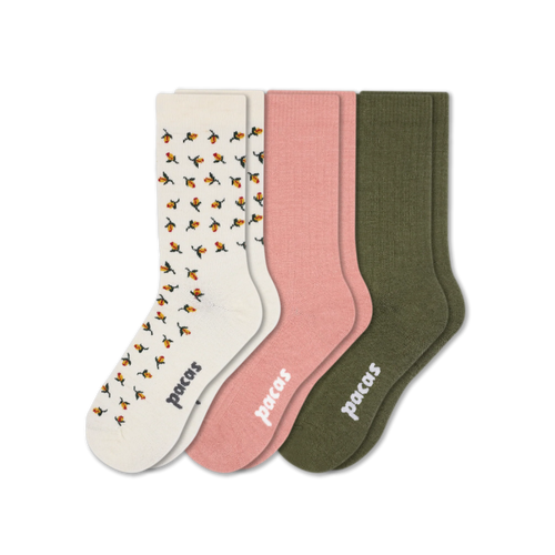 3 Pack - Women's Light-Weight Crew Pacas Socks