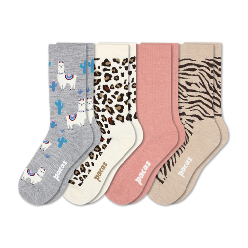 4 Pack - Women's Light-Weight Crew Pacas Socks