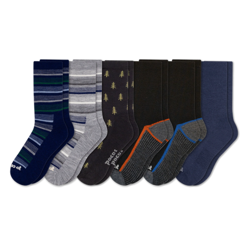 6 Pack - Men's Light-Weight Crew Pacas Socks