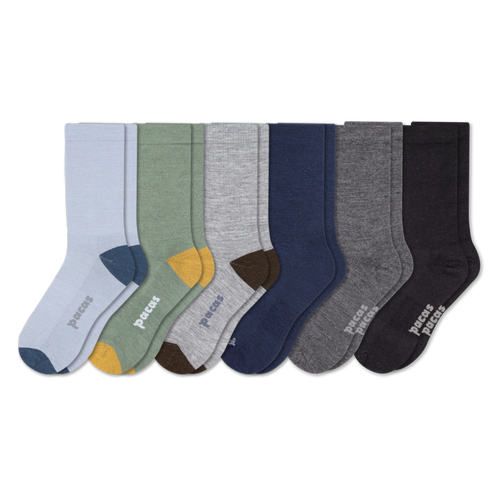 6 Pack - Men's Light-Weight Crew Pacas Socks
