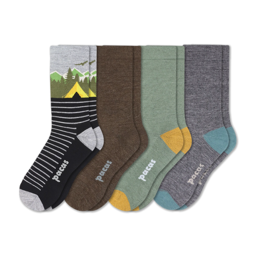 4 Pack - Men's Light-Weight Crew Pacas Socks