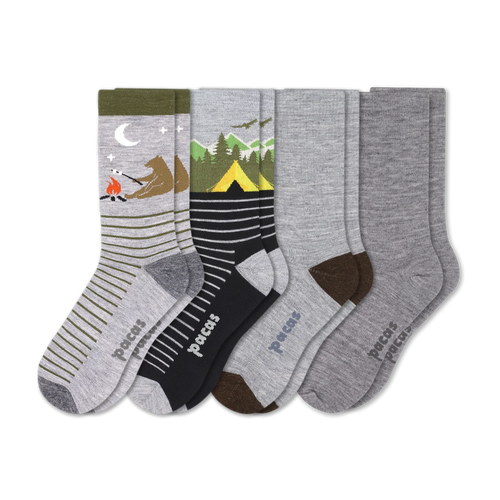 4 Pack - Men's Light-Weight Crew Pacas Socks