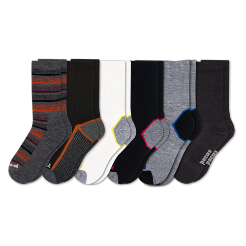6 Pack - Men's Light-Weight Crew Pacas Socks