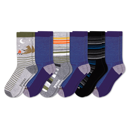 6 Pack - Men's Light-Weight Crew Pacas Socks