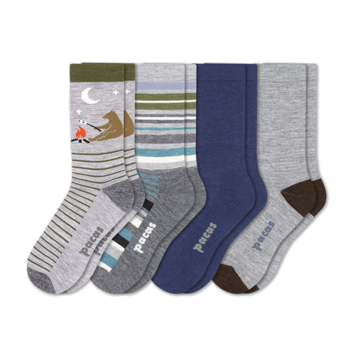 4 Pack - Men's Light-Weight Crew Pacas Socks