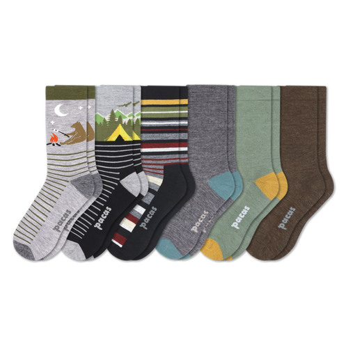 6 Pack - Men's Light-Weight Crew Pacas Socks