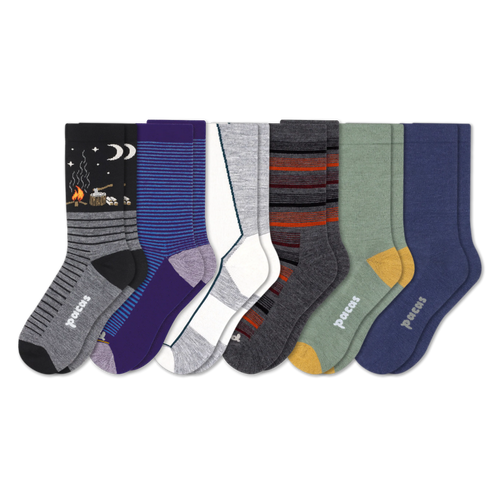 6 Pack - Men's Light-Weight Crew Pacas Socks