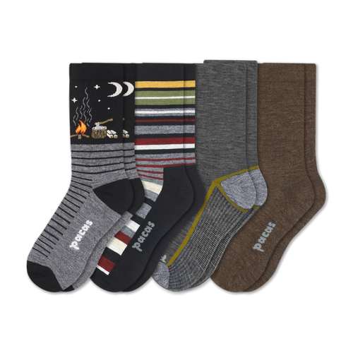 4 Pack - Men's Light-Weight Crew Pacas Socks