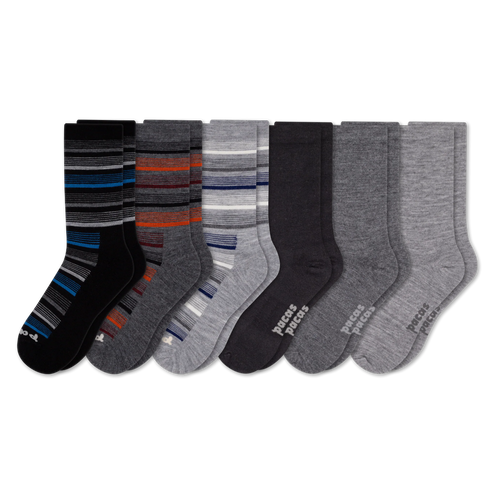 6 Pack - Men's Light-Weight Crew Pacas Socks