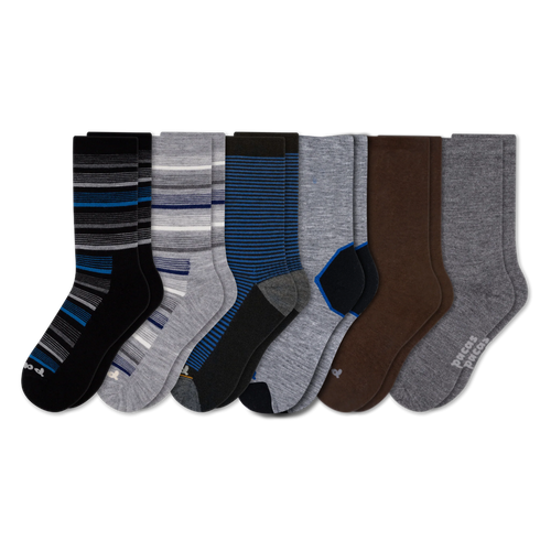 6 Pack - Men's Light-Weight Crew Pacas Socks