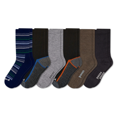 6 Pack - Men's Light-Weight Crew Pacas Socks