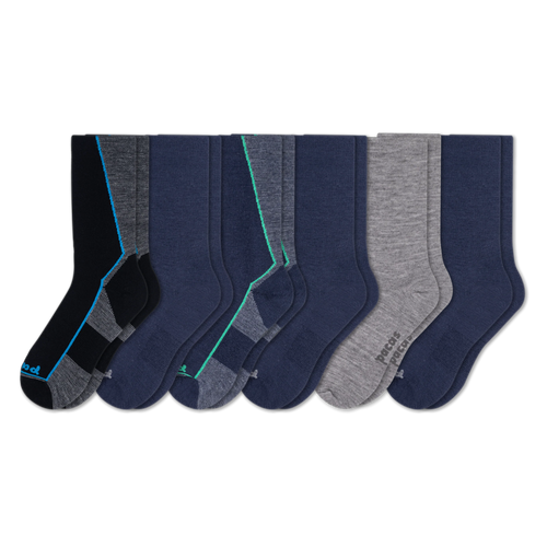 6 Pack - Men's Light-Weight Crew Pacas Socks