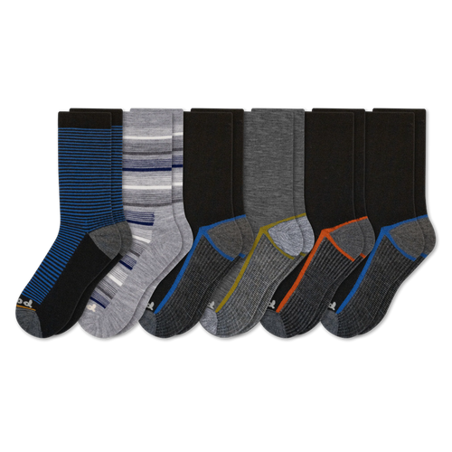 6 Pack - Men's Light-Weight Crew Pacas Socks