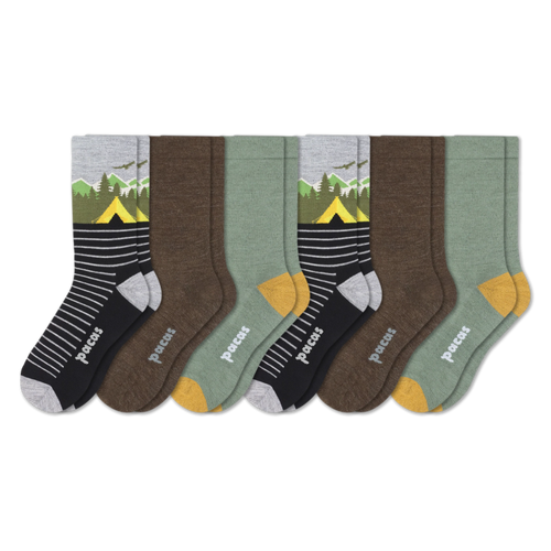 6 Pack - Men's Light-Weight Crew Pacas Socks