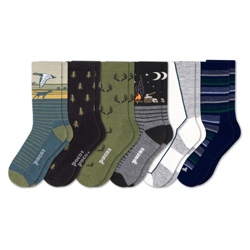 6 Pack - Men's Light-Weight Crew Pacas Socks