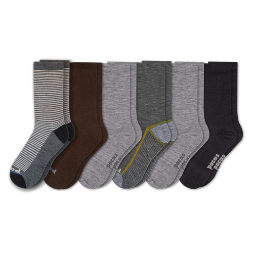 6 Pack - Men's Light-Weight Crew Pacas Socks