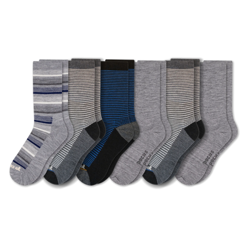 6 Pack - Men's Light-Weight Crew Pacas Socks
