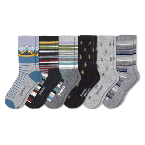 6 Pack - Men's Light-Weight Crew Pacas Socks